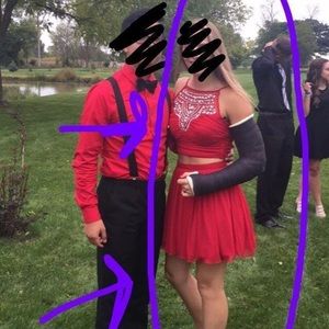 Red two-piece homecoming dress